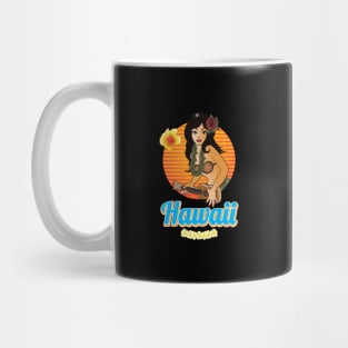 Hawaii Hula Girl with Ukulele Sunset Mug